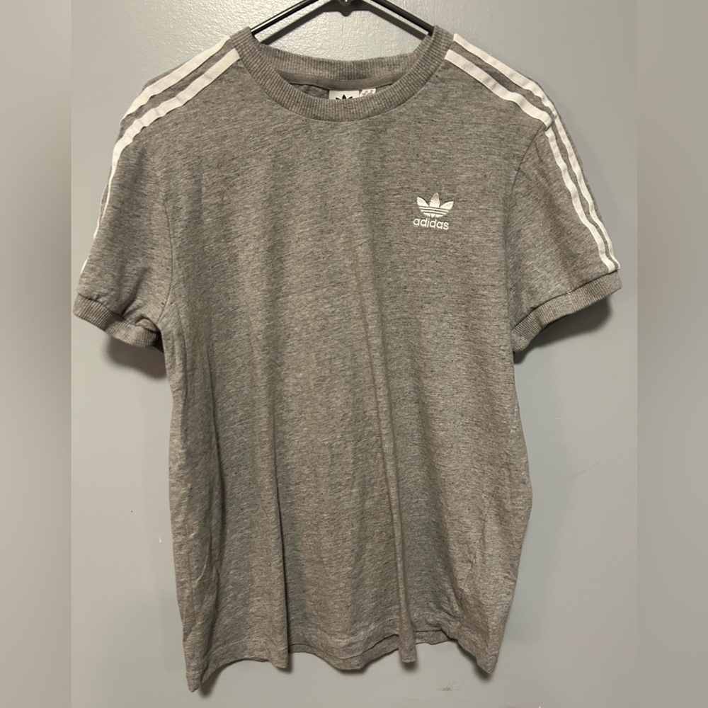 Adidas grey ringer tee medium